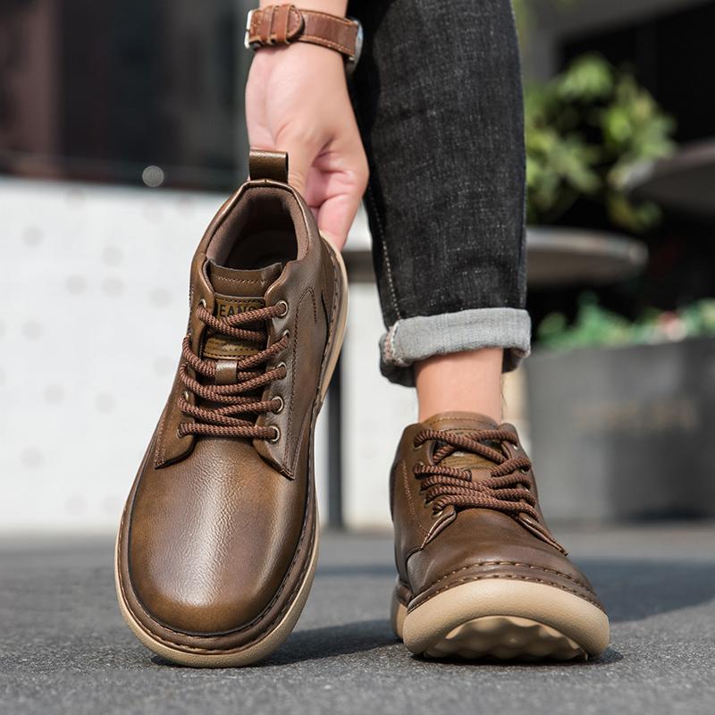 Men Boots Winter High Top Leather Shoes Fashion Shoes Fashion Ankle Boots Business Casual Outdoor Shoes Male Sneakers New