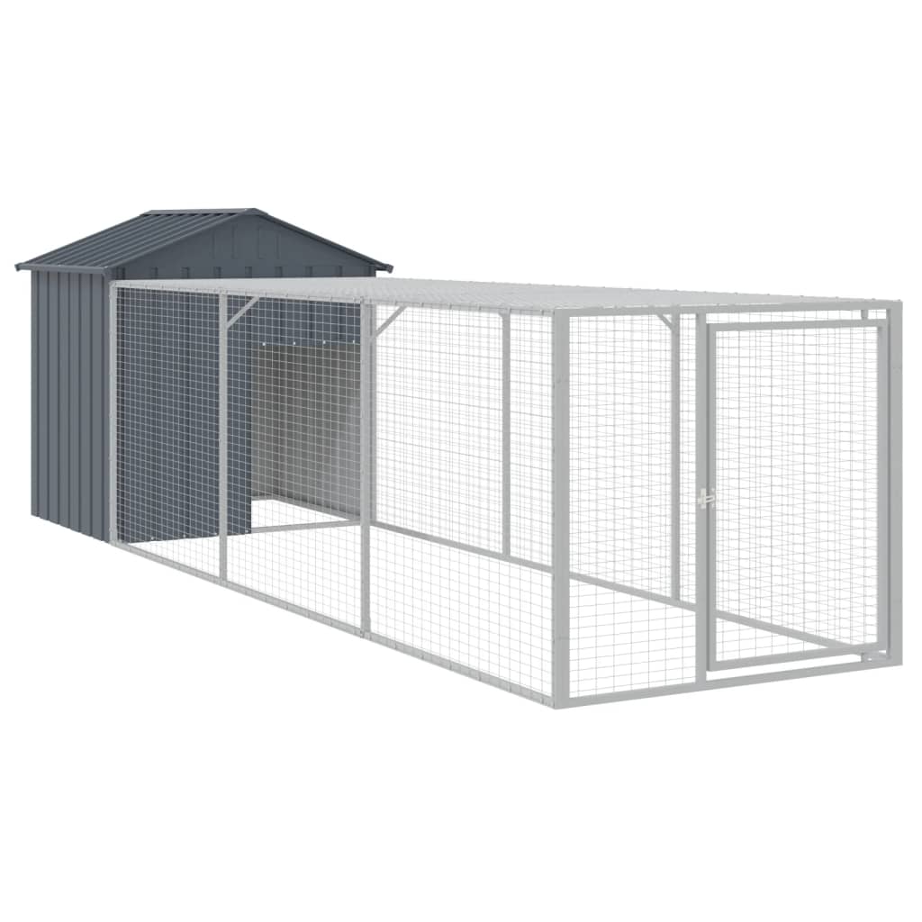 Chicken Coop with Run Anthracite 117 x 405 x 123 cm Galvanized Steel