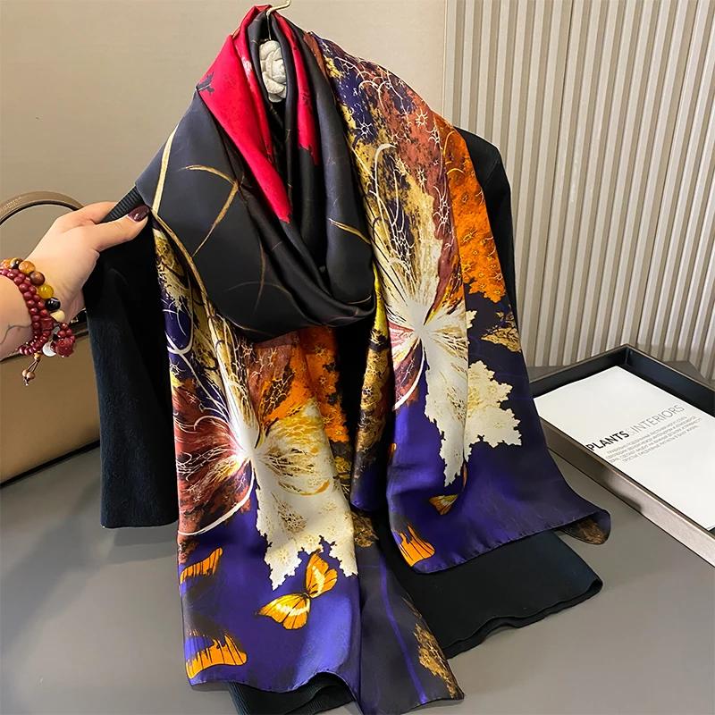 Design Satijn Zijde Sjaal Hijab Sjaal Dames Mode Zomer Zonnebrand Strand Stola Wraps Bufanda Vrouwelijke Hoofddoek Echarpe Nieuw