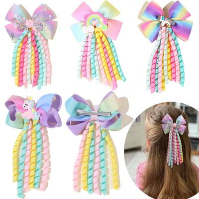 Zoete Eenhoorn Haarspeldjes Voor Meisje Strik Haarspeld Schattige Kwast Lint Krullende Paardenstaart Haarspeldjes Accessoires