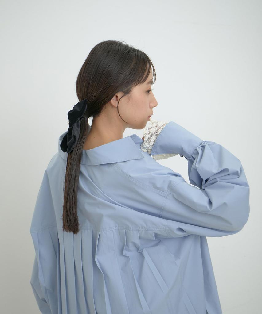 Bis Back Pleated Sax Women's Shirt, Near-Infrared Protection/UV Protection, (48)