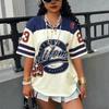 Women's NO.27 Winner Print V-Neck Short Sleeve Casual T-Shirt Summer Graphic Tee Jerseys Plus Size Sport T-Shirt