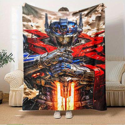 Für Transformers, Optimus Prime, Flanelldecke im Roboter-Design, Glamour-Stil, Digitaldruck, Ganzjahreskomfort, ,für Gemütliche Plüsch-Flanell-Abdeckung155