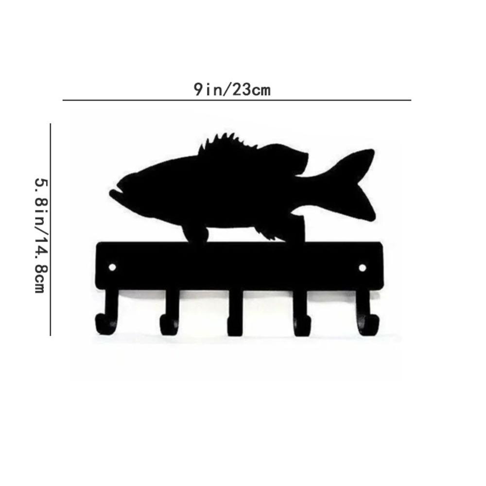 1pc Bass Fish Key Rack Hanger Wall Mounted Hook Up Iron Wall Stickers Wall Art Home Key Holder Key Hanger Towel Rack Coat Rack