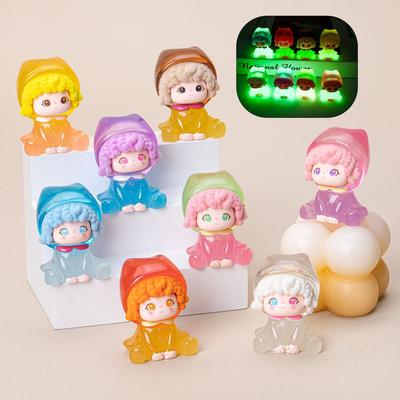 Luminous Sitting Curly Hair Cocoa Resin Cute Grain Ornament