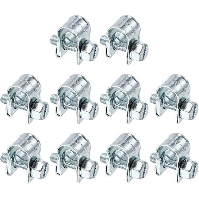 

HARFINGTON 10pcs Fuel Injection Hose Clamp 15-17mm Adjustable Zinc Plated Steel Mini Gas Line Hose Clamp for Automotive Agriculture Plumbing Diesel 6-8mm