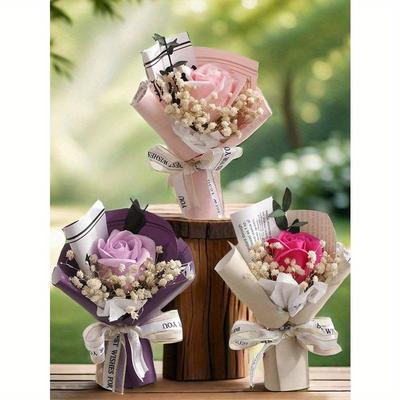 1 Stück Kreativer Rosenstrauß Mini Künstliche Blumen, Geeignet für Muttertag, Jahrestag, Valentinstag, Geburtstagsgeschenke, Schreibtisch zu Hause/im Büro