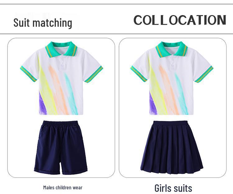 Primary School Summer Short Sleeve Uniform Set for Kindergarten & First Grade - Sports & Graduation Two-Piece Outfit