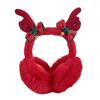 Winter Red Christmas Earmuffs Women Cute Elk Move Air Bag Earmuffs New Year Blessing Word Outdoor Cold Protection Solid Earmuff