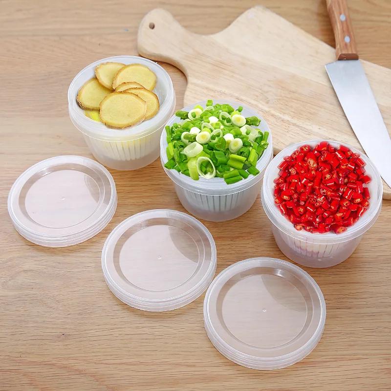 Plastic Container for Kitchen Refrigerator Organizer Box - Fruit Drain Seal, Ginger Garlic Storage, Green Onion Crisper Utensils
