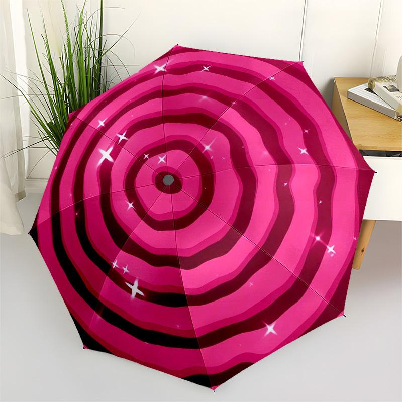 

1pc Pink Spiral Sparkle Pattern Umbrella with Plastic Handle,Vibrant Cartoon Pattern,Multi-functional UmbrellaPT145