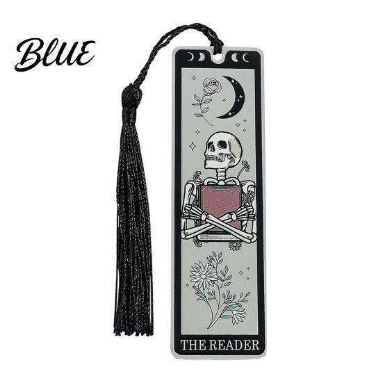 Stainless Steel Bookmark Tarot Card Bookmark Skeleton Pattern Page Marker