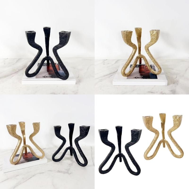 Candlestick Holders Iron Metal Taper Candle Holders Decorative Candle Stands 3 Arm Candelabra for Home Decorations