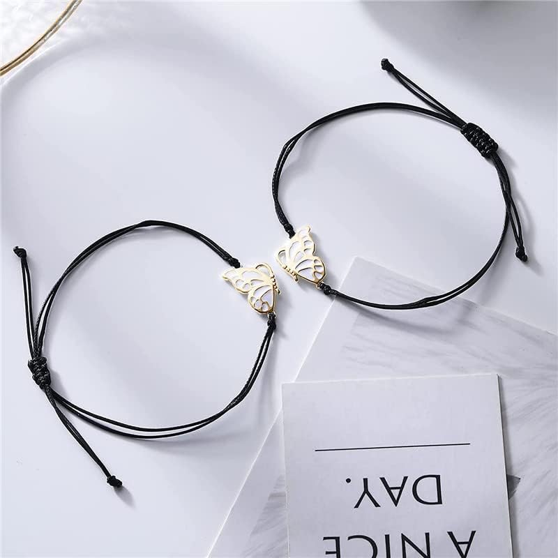 Best Friends Bracelets,Friendship Butterfly Bracelets Pomise Long Distance Matching Couple Bracelets for Women Birthday Gifts