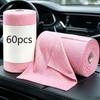 60Pcs Extra Large Pink Grey Microfiber Towel Roll, Hand-Tear Reusable Cleaning Cloths for Car Wash and Kitchen Use