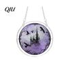 Unique Sun Catcher Gift Halloween Scary Bat Pumpkin Acrylic Jigsaw Puzzle Suncatcher, Stained Glass Style Rainbow Shadow Decor Window