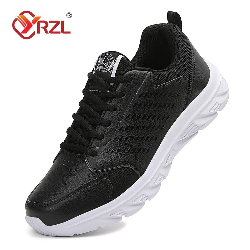 YRZL Men Running Shoes Athletic Leather Sport Shoes Lace-up Men Outdoor Sneakers Lightweight Men Shoes Tenis Masculino