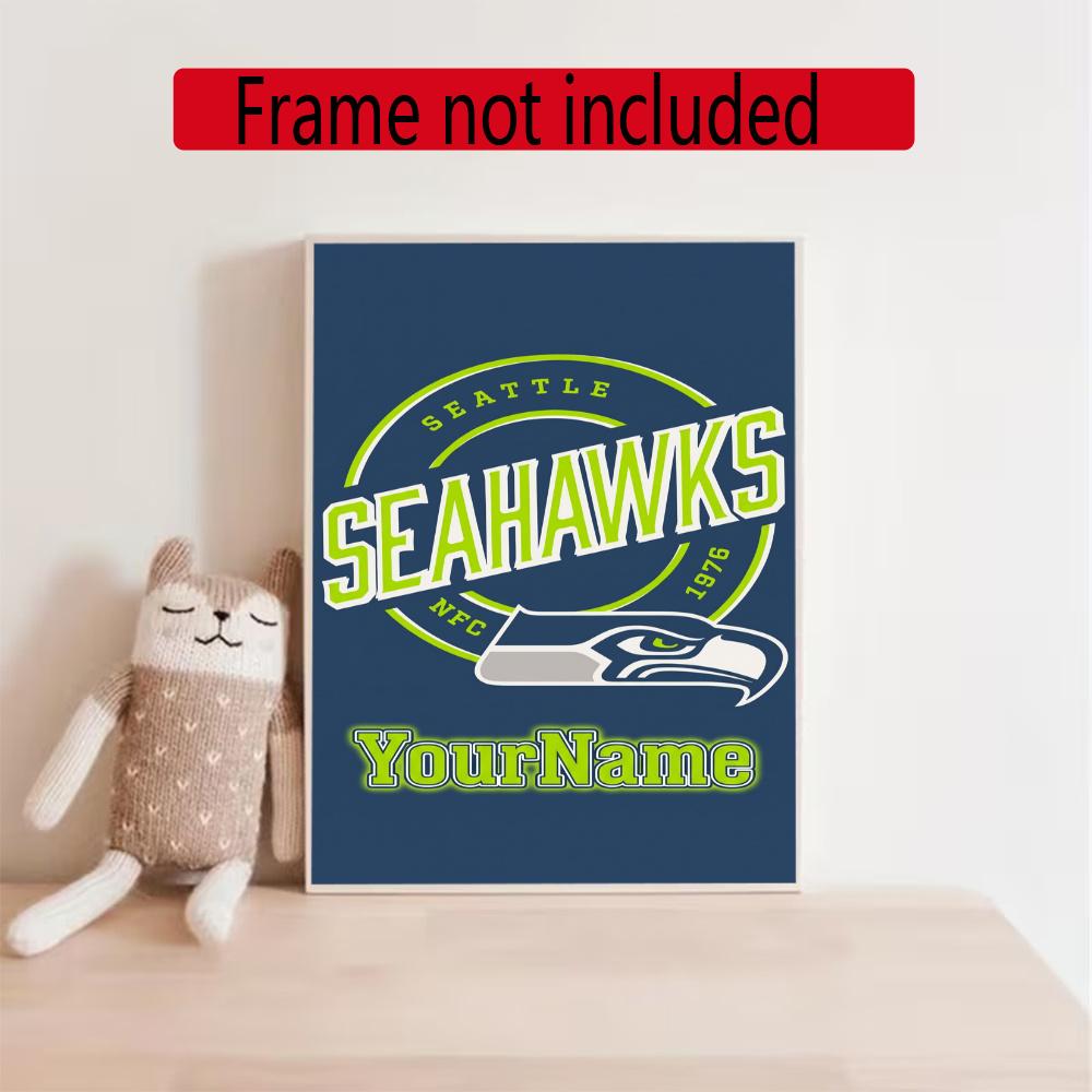 Seattle Seahawks Customize Your Name Diamond Painting Round Diamond Rhinestones Mosaic Diamond Embroidery Wall Paintings Rhinestones Gift Frameless