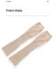 Women's 100% Pure Cashmere Cable Knit Half-Finger Gloves - Warm Long Wrist and Arm Protection