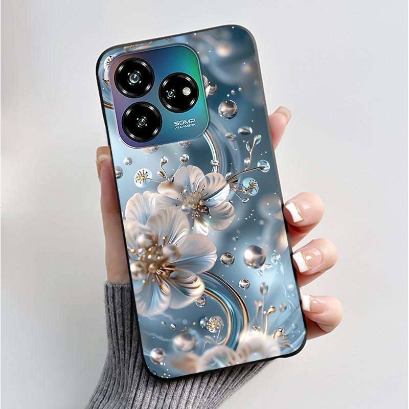 Case For ZTE Blade V60 Design 4G/Blade V60 Vita/Nubia V60 Design/Axon 60 Lite Soft Silicone Black Cover Cute Flower Cartoon Case