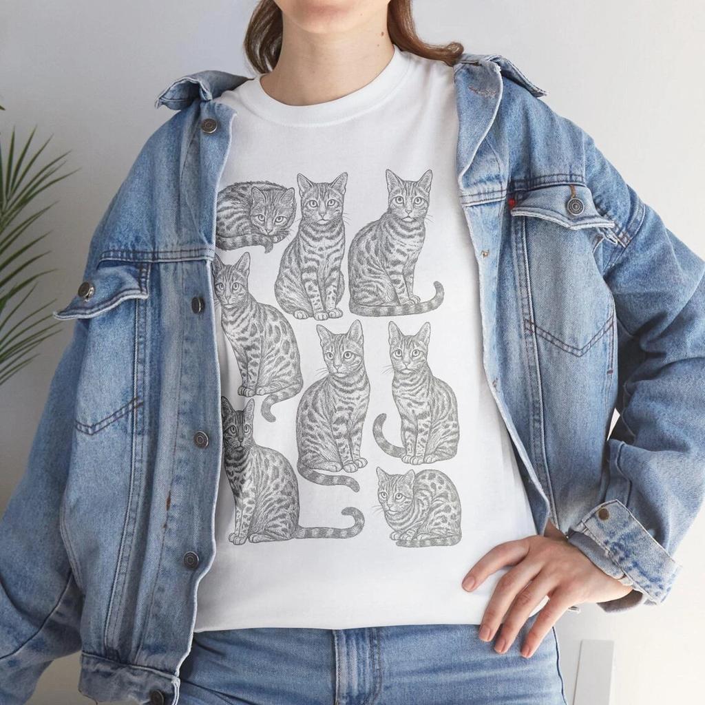 Bengal Cat Shirt: Vintage Illustrated Bengal Cats Tee