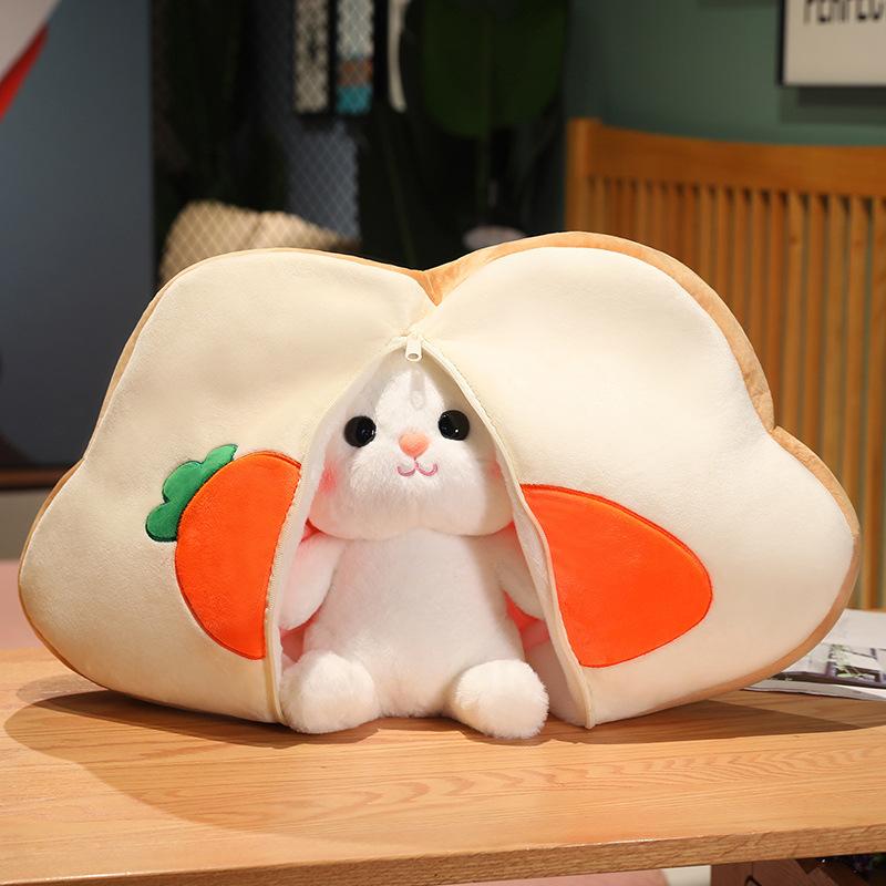

22/32/42CM Kawaii Transform Rabbit Plush Playthings Lovely Plush Toast Carrot Sun Flower Holding Bunny Stuffed Soft Toy 22cm