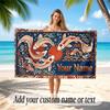 Koi Fish Theme Beach Towel Personalized Custom Name & Text Soft Quick Dry Beach Towel for Swimming Travel