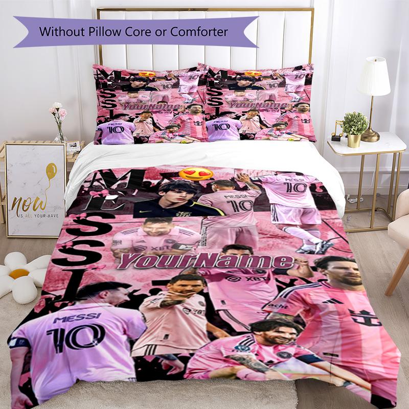 Messi 166 Customize your name Bedding Set Breathable Duvet Cover with Pillowcases Home Decoration Birthday Gift
