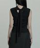 ETRE AU SOMMET Scarf Wrinkle Slit Top (Black)