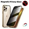 Magnetisches gehärtetes Glas Privacy Metallhülle Für iphone 17 16 15 14 13 12 Pro Max Plus 360 Magnet Anti-Spionage Schutz Handy Stoßfänger Abdeckung