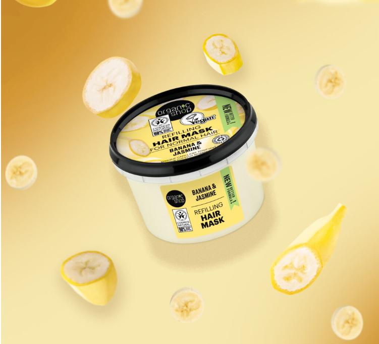 Organik shop maska do włosów do zwiększenia objętości banan i jaśmin 250ml