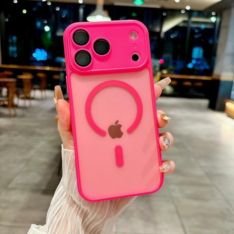 Armor Shockproof Magnetic Matte Orange Phone Case For iPhone 17 Pro Max 17 Air 17 Pro For Magsafe Wireless Charging Cover