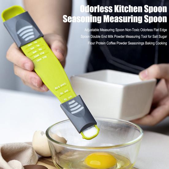 Adjustable Measuring Spoon Non-Toxic Odorless Flat Edge Spoon Double End Milk Powder Measuring Tool for Salt Sugar Flour Protein Coffee Powder