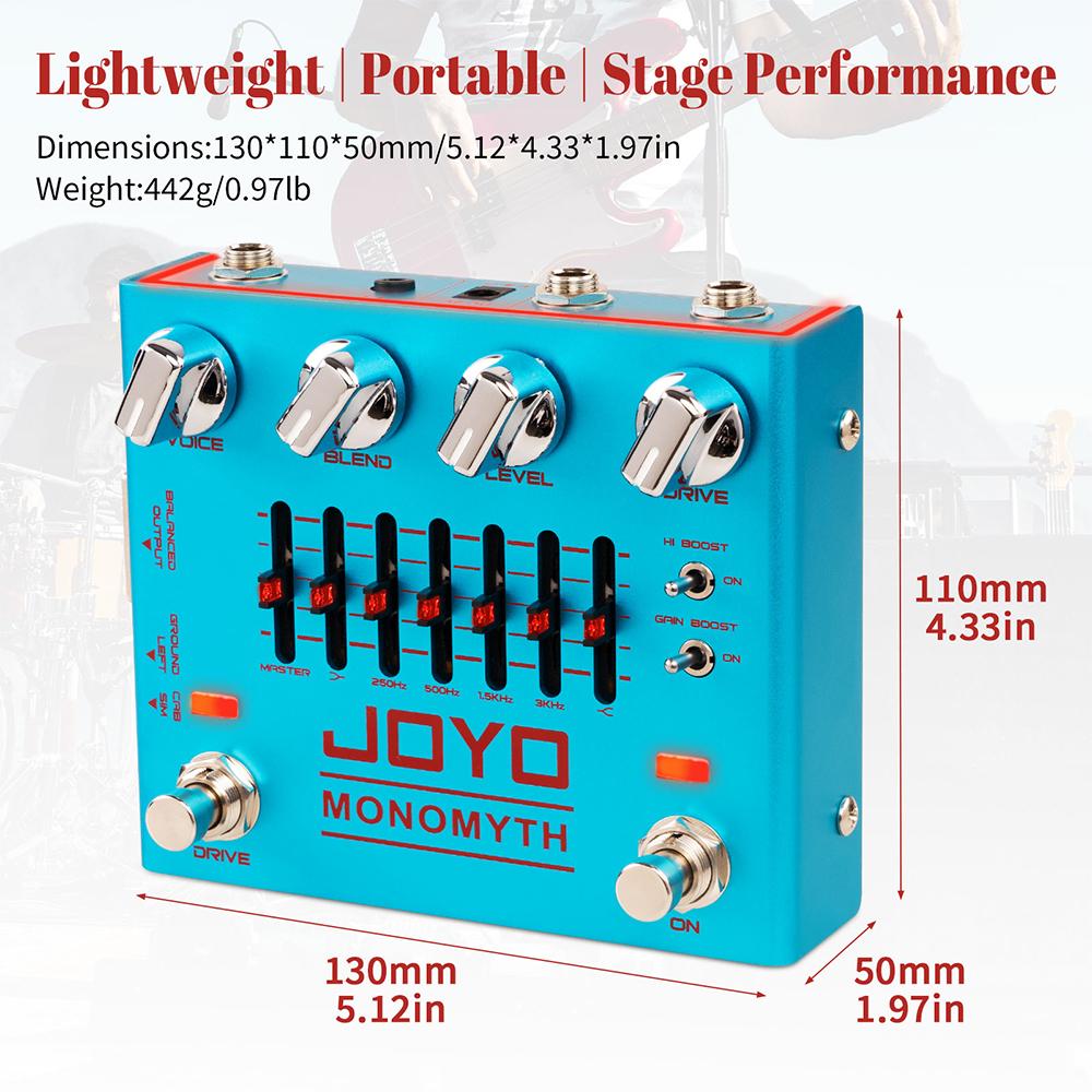 JOYO R-26 Monomyth Bass Preamp Electric Effect Pedal 6-band Graphic EQ Control Real Amplifier Tone Simulation Bass Pedal