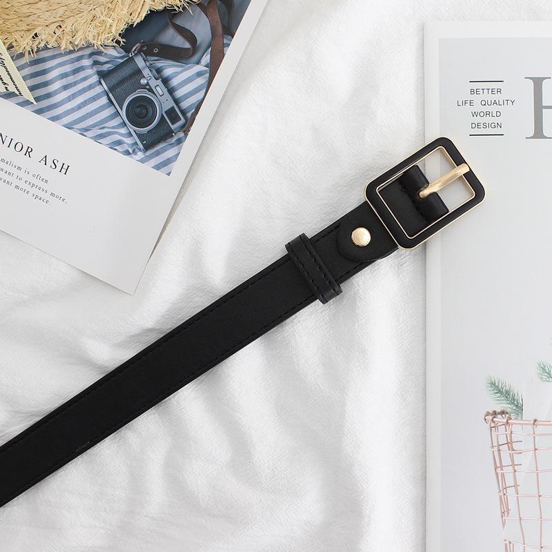 Women'S Paint Square Day Buckle Trendy Jeans Decorative Pu Belt Multi-Color