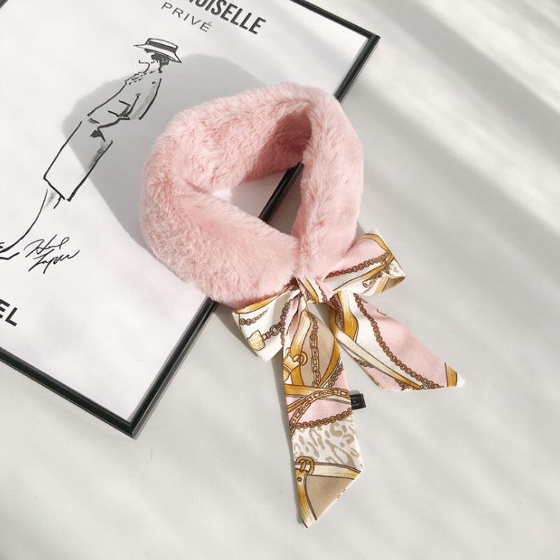 Women Fake Collar Tie Winter Faux Fur Woman False Collar Girls Detachable Fur Collar Ribbon Warm Scarfs for Ladies Neckerchiefs