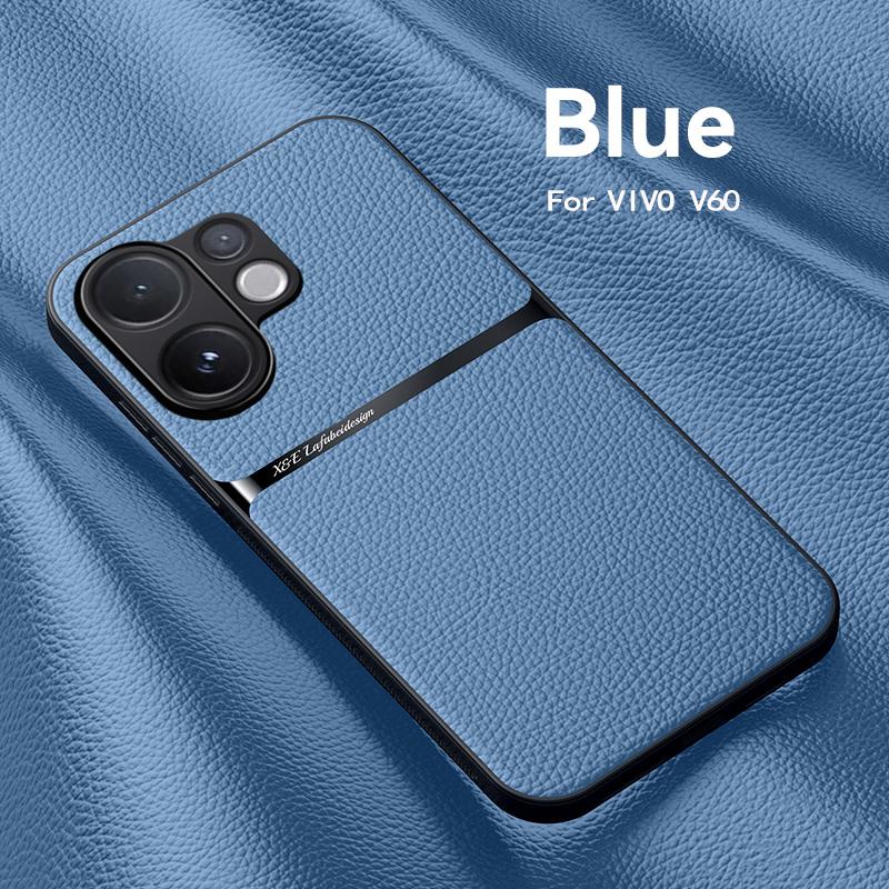 For VIVO V60  Leather Texture, Built-in Magnetic TPU Soft Anti-drop Anti-fingerprint Phone Case