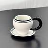 Wutuo Vintage Black Line Coffee Cup and Saucer