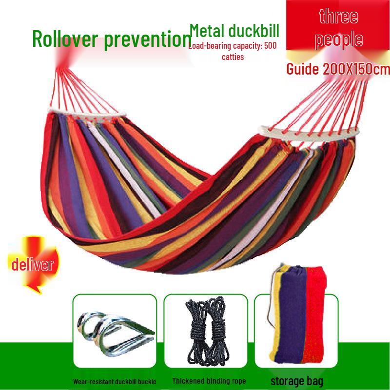 Reinforced Wooden Stick Canvas Outdoor Camping Hammock