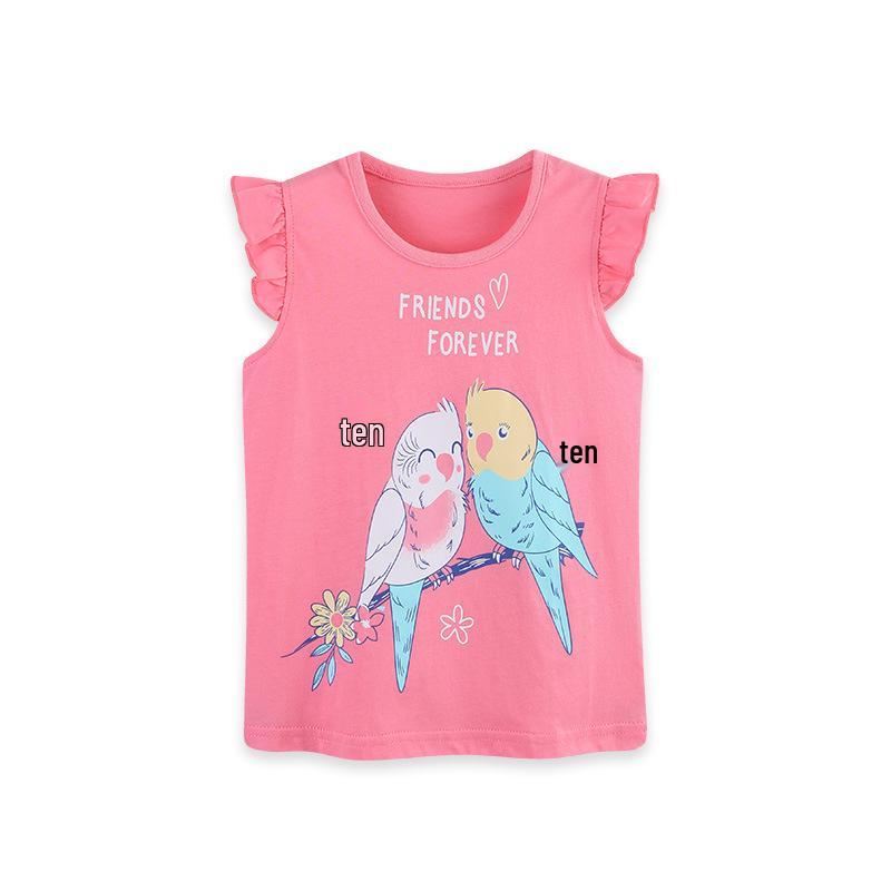 European Style Toddler Girls Cotton Knitted Sleeveless Vest & Short-Sleeve T-Shirt 2Y