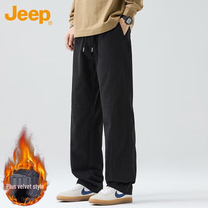 JEEP Men's Loose Straight Leg Pure Cotton Cargo Pants