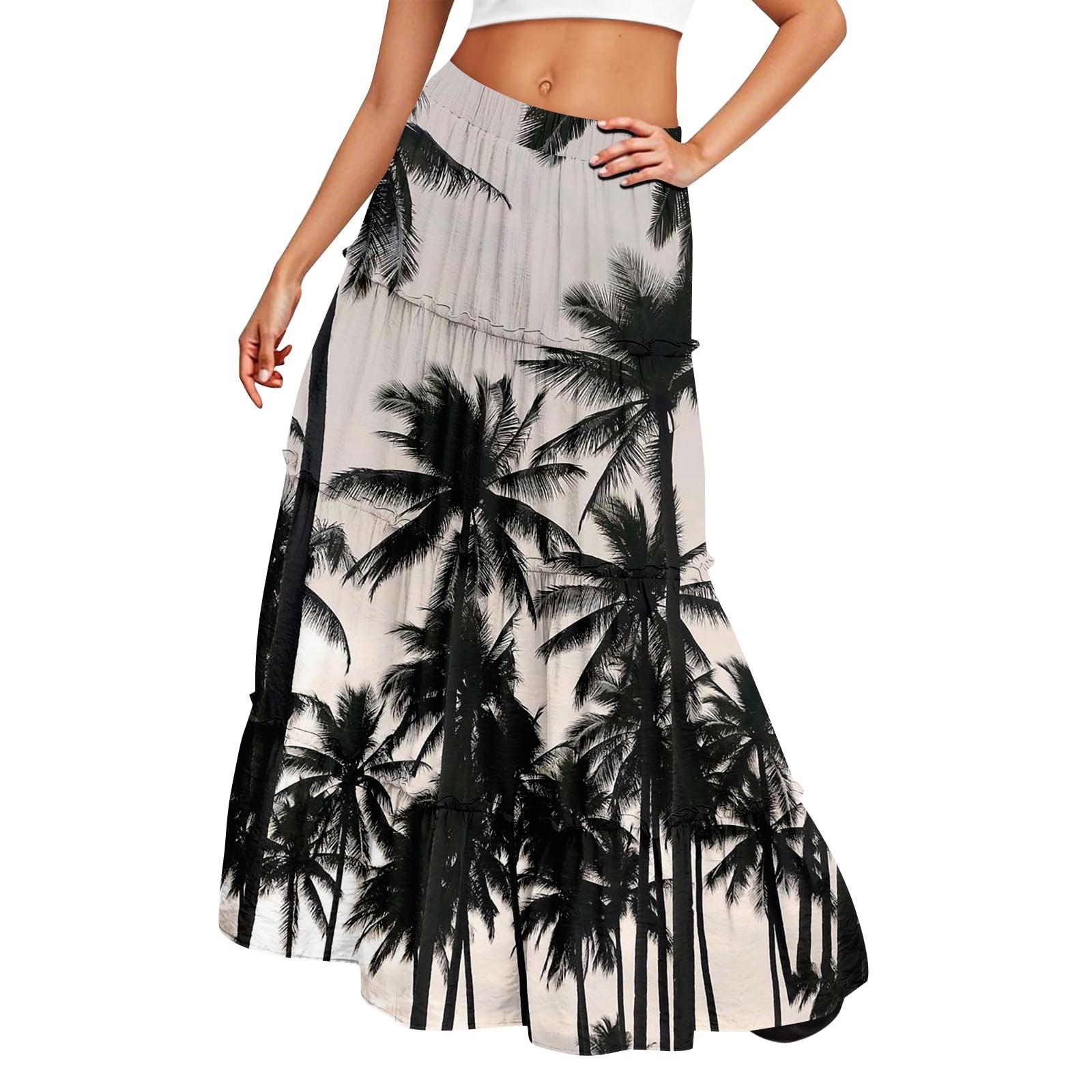 

Женская длинная юбка с принтом и эластичным поясом, свободным подолом M