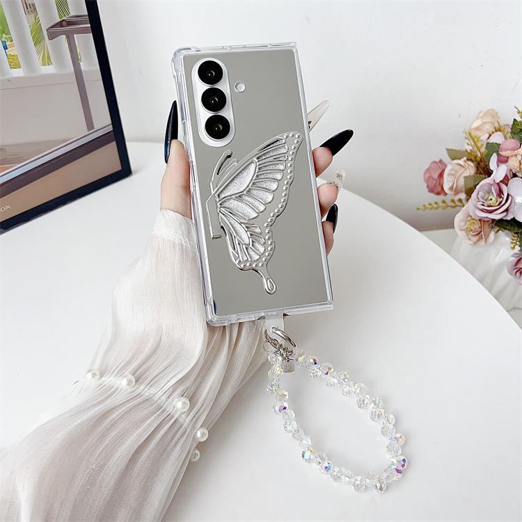 Applicable to Samsung ZFold7 folding mirror butterfly bracket anti-drop case zfold6/5 acrylic bracelet protective case