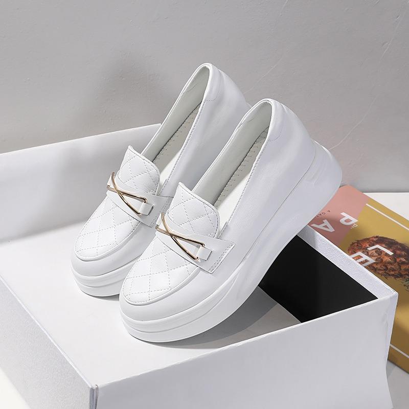 Women's Leather Mary Jane Women's Shoes with Height Increase In Spring, Small Leather Shoes, Nurse Shoes Are Comfortable