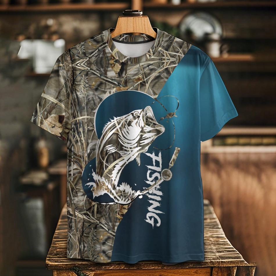 Summer Round Neck 3D Animal Print Top Fashionable Casual Short Sleeved Men's T-shirts