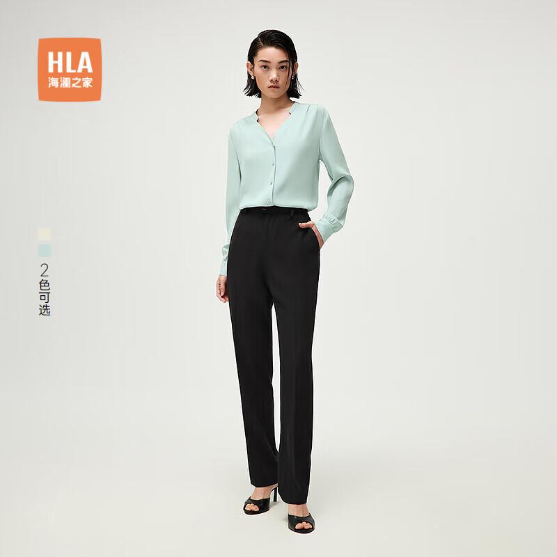 HLA Women s Spring V-Neck Relaxed Fit Long-Sleeve Shirt M