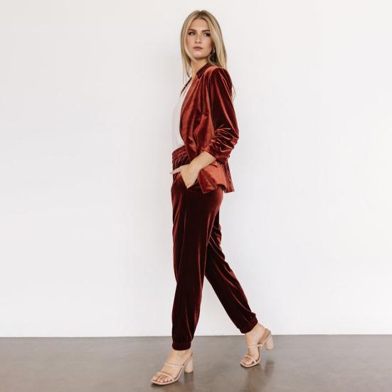 Women's Velvet Blazer Ruched 45720 Sleeve Lapel Open Front Cardigan