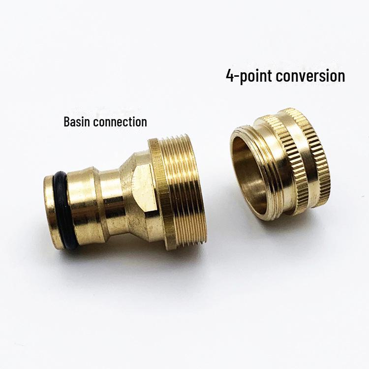 Basin Faucet Adapter: 4-Point Conversion Nipple, F22 To M24, Internal/External Fine Tooth Pattern Connector