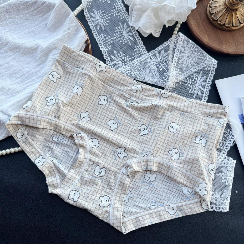 Plus Size Women's Summer Ice Ribbon Breathable Comfort High Bounce Mid Waisted Briefs