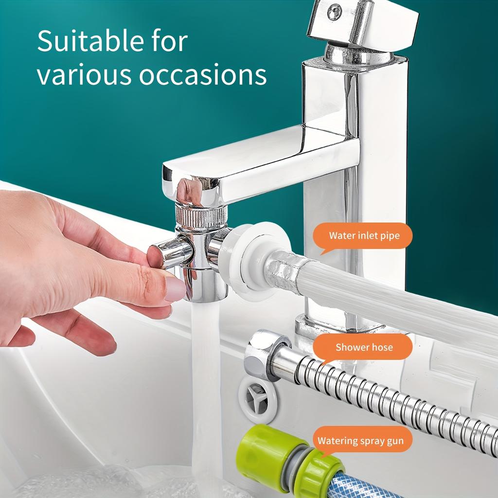 3-Way Faucet Diverter - Durable Zinc Alloy, Easy Flow Control, Standard Us Thread, Metal Construction - Premium Silvery Finish Stainless Steel Faucet
